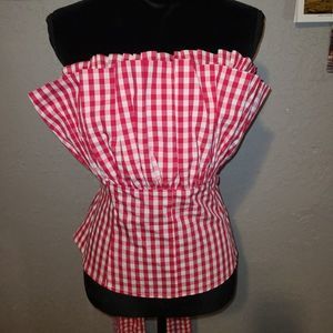 Red & White Gingham Cupcake Style Bustier Corset Top Size XL NWT